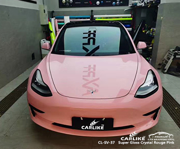 CL-SV-37 car wrapping super gloss crystal rouge pink per TESLA District of Columbia, Stati Uniti