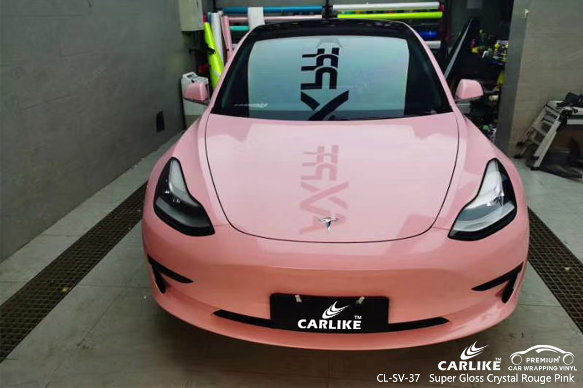 CL-SV-37 super gloss crystal rouge pink vehicle wrapping for TESLA District of Columbia United States