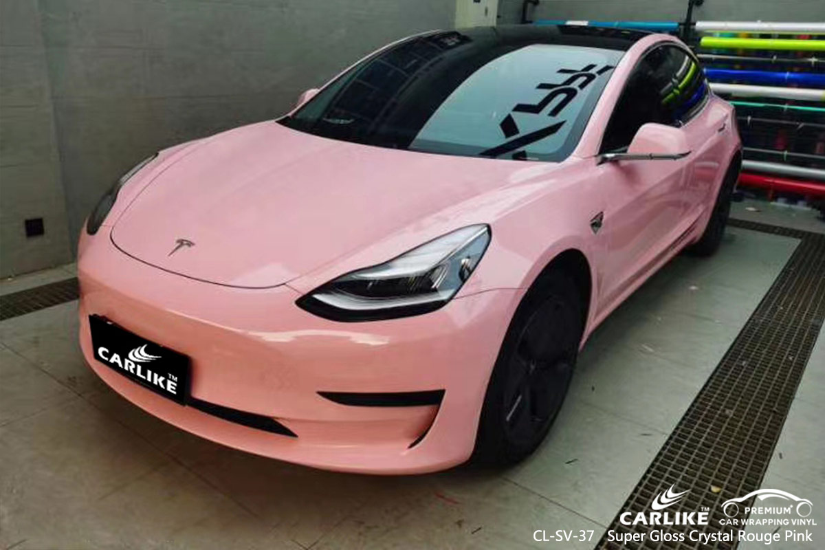 CL-SV-37 super gloss crystal rouge pink vehicle wrapping for TESLA District of Columbia United States