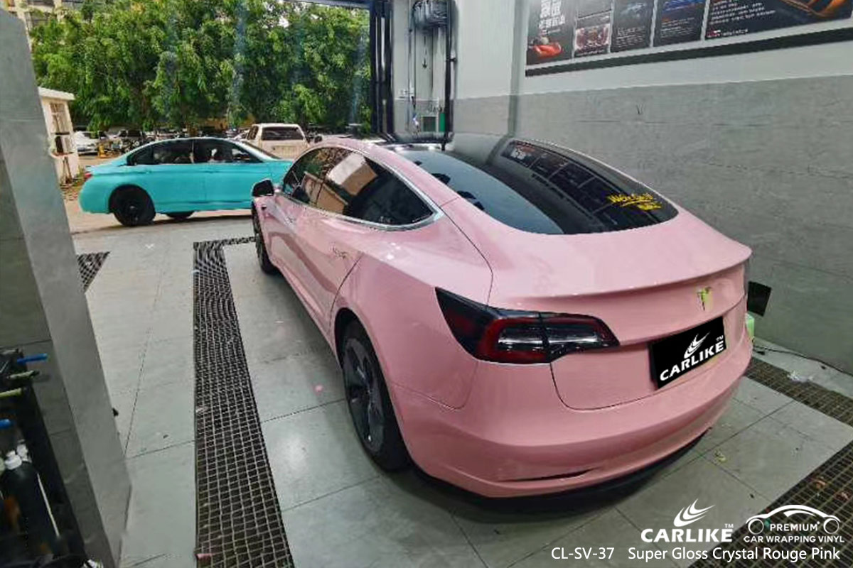 CL-SV-37 super gloss crystal rouge pink vehicle wrapping for TESLA District of Columbia United States