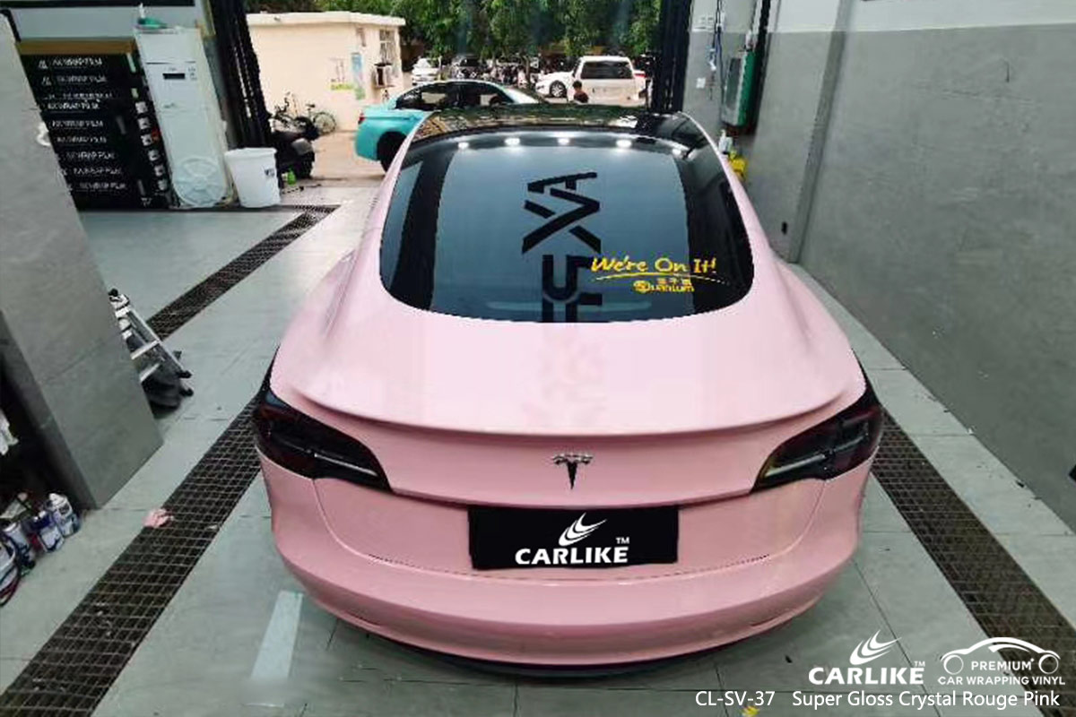 CL-SV-37 super gloss crystal rouge pink vehicle wrapping for TESLA District of Columbia United States