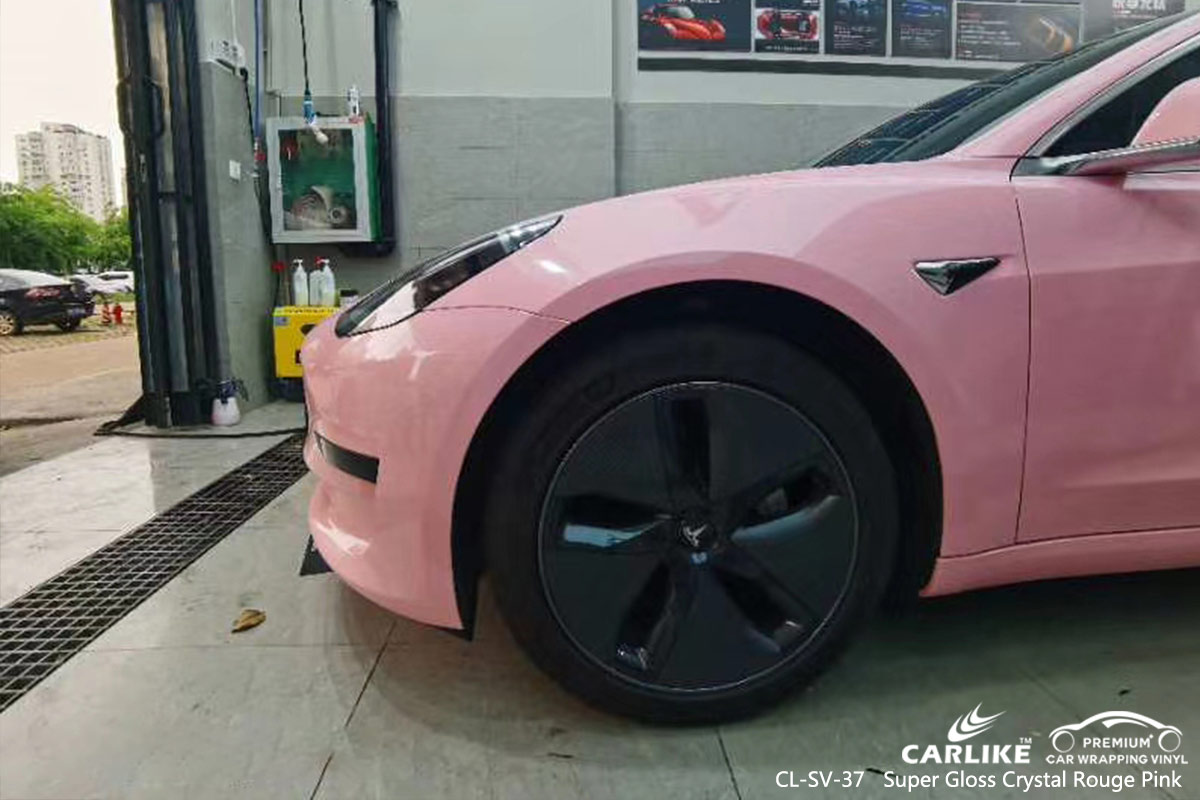 CL-SV-37 super gloss crystal rouge pink vehicle wrapping for TESLA District of Columbia United States