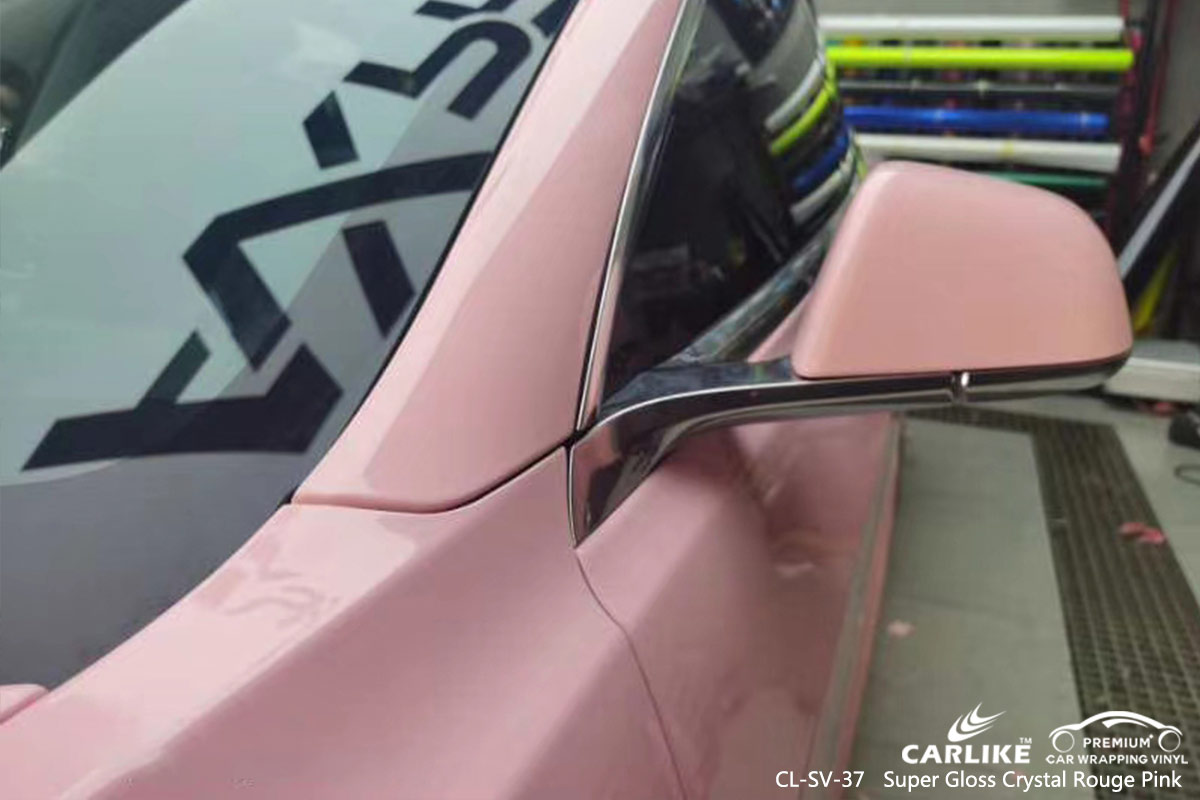 CL-SV-37 super gloss crystal rouge pink vehicle wrapping for TESLA District of Columbia United States