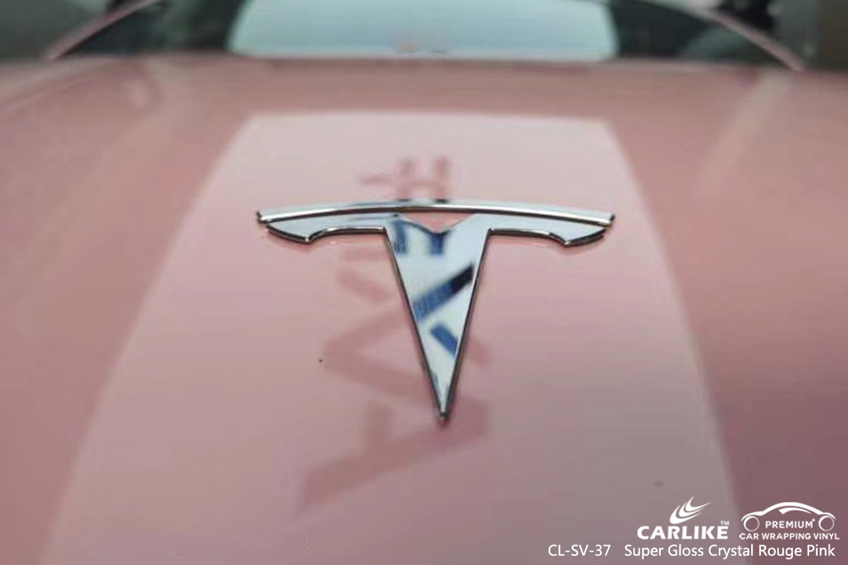 CL-SV-37 super gloss crystal rouge pink vehicle wrapping for TESLA District of Columbia United States