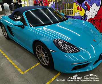 PORSCHE Trenton Amerika Birleşik Devletleri için CL-SV-39 süper parlak kristal miami mavisi araba folyosu