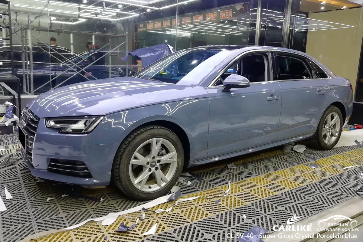 CL-SV-40 super gloss crystal porcelain blue car foil for AUDI New York United States