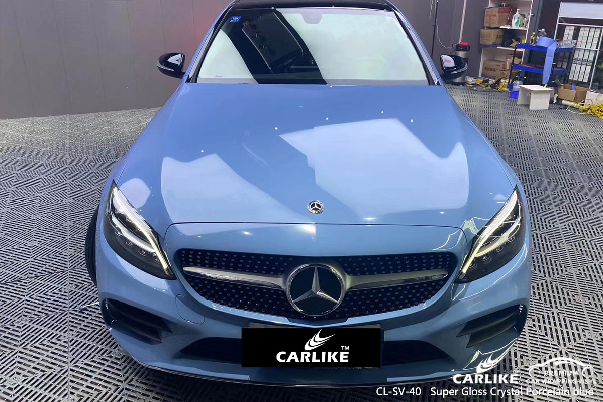 CL-SV-40 super gloss crystal porcelain blue car wrap gloss for MERCEDES-BENZ Iowa United States