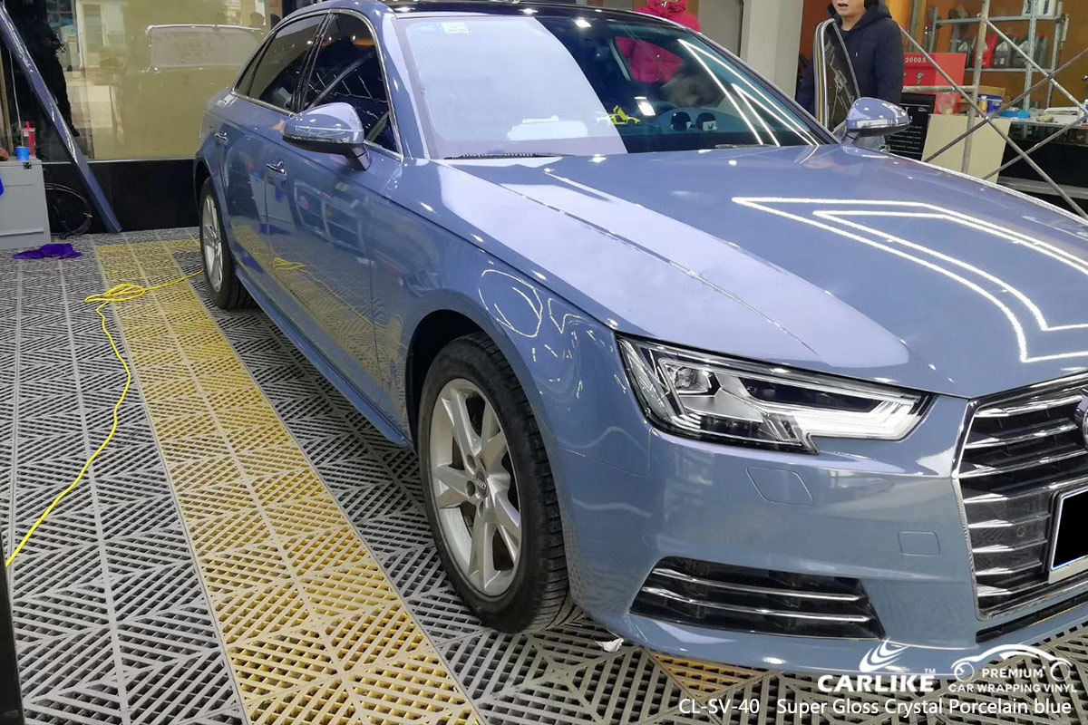 CL-SV-40 super gloss crystal porcelain blue car foil for AUDI New York United States