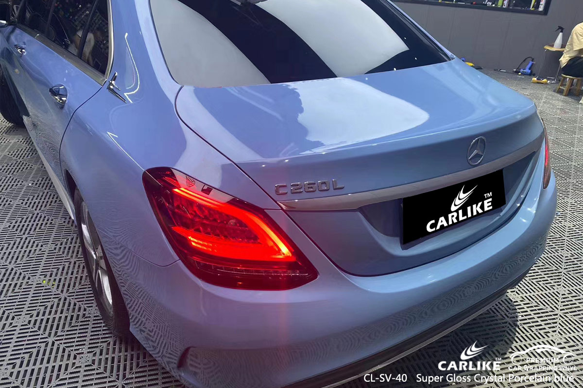 CL-SV-40 super gloss crystal porcelain blue car wrap gloss for MERCEDES-BENZ Iowa United States
