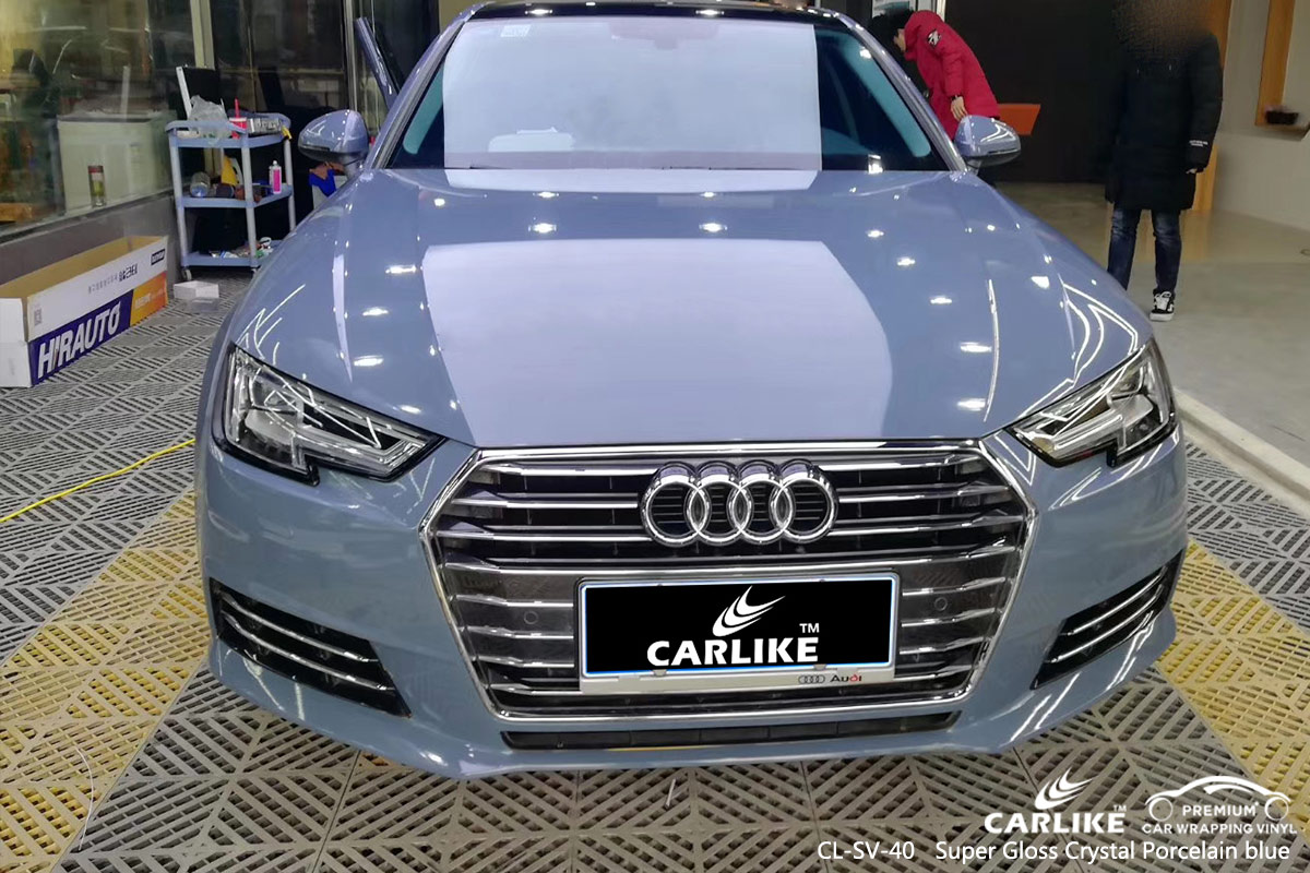 CL-SV-40 super gloss crystal porcelain blue car foil for AUDI New York United States