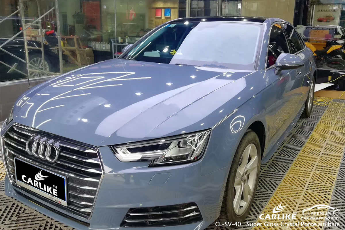 CL-SV-40 super gloss crystal porcelain blue car foil for AUDI New York United States