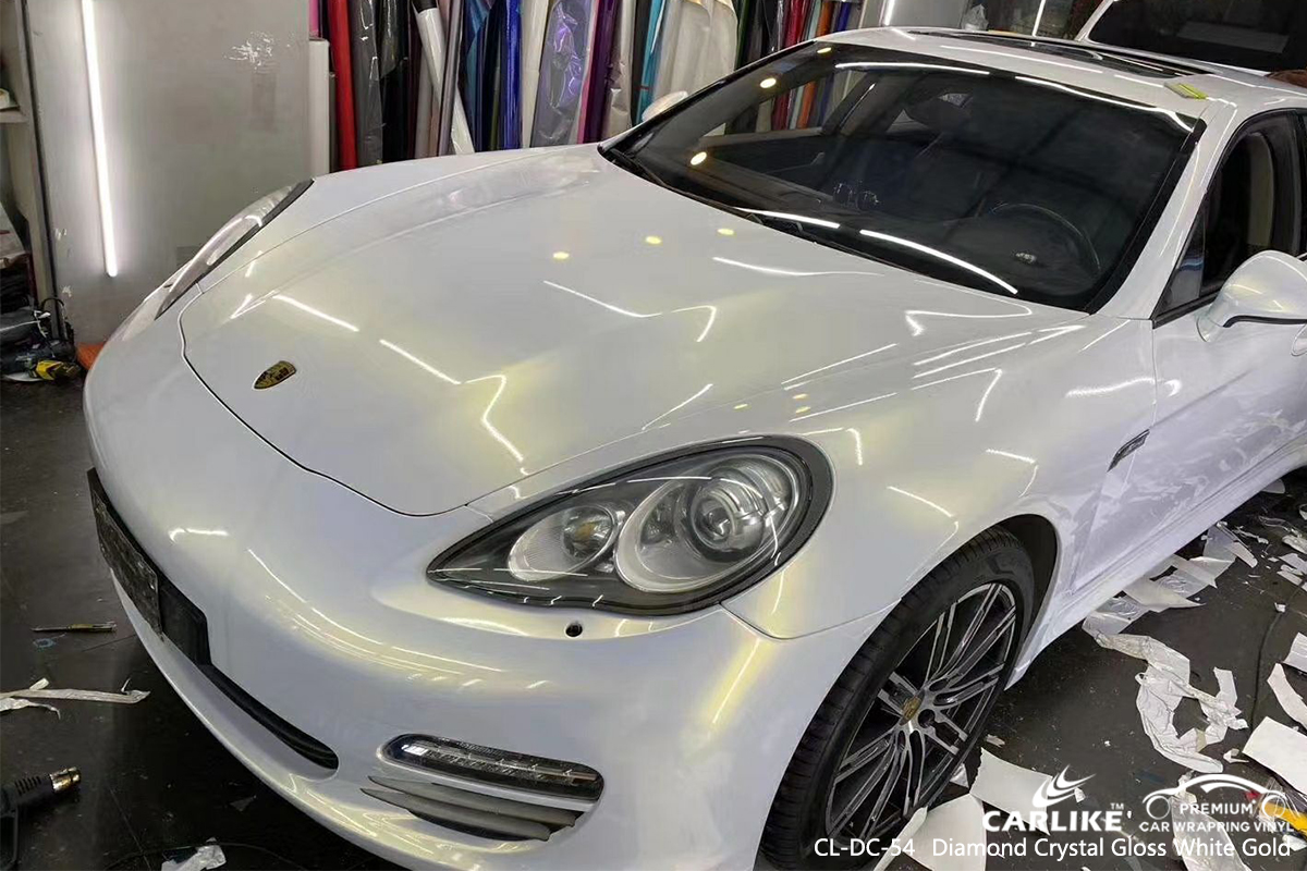 CL-DC-54 diamond crystal gloss white gold car wrap film for PORSCHE General Trias Philippines