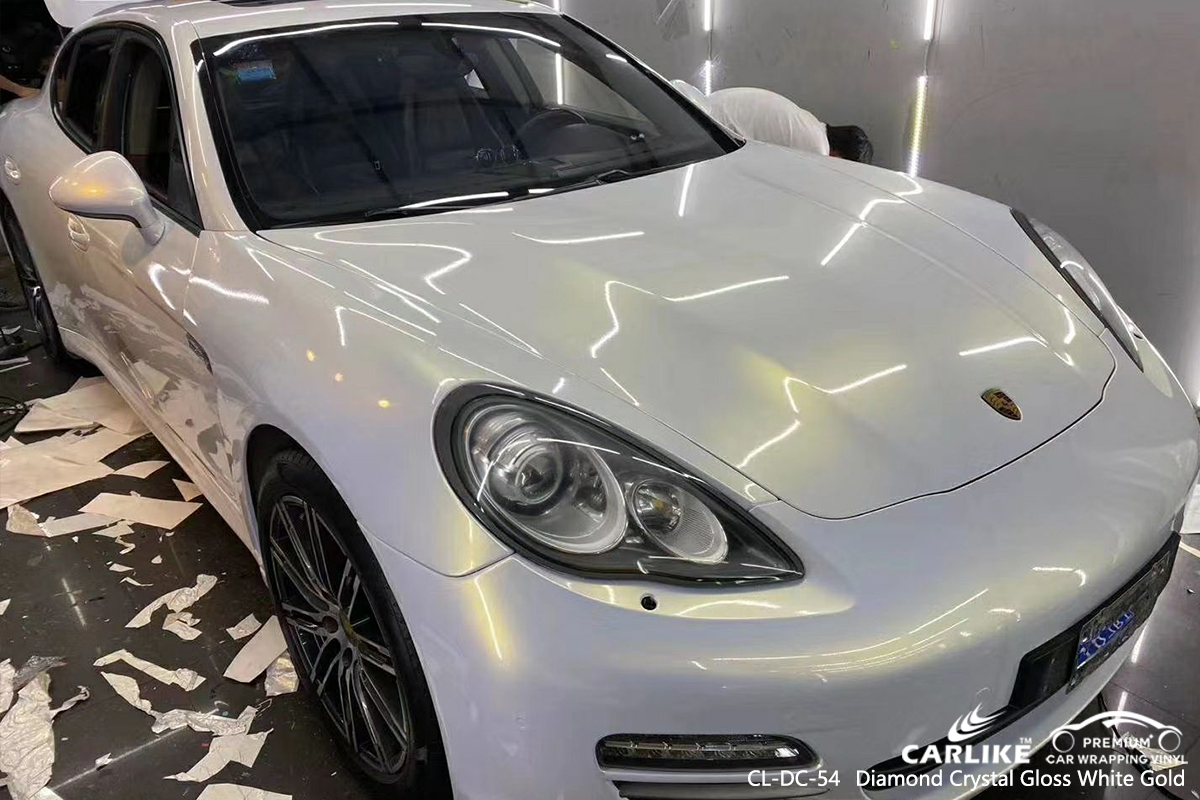 CL-DC-54 diamond crystal gloss white gold car wrap film for PORSCHE General Trias Philippines