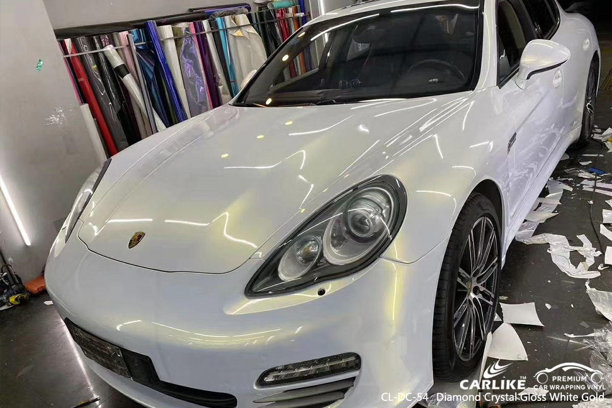 CL-DC-54 diamond crystal gloss white gold car wrap film for PORSCHE General Trias Philippines