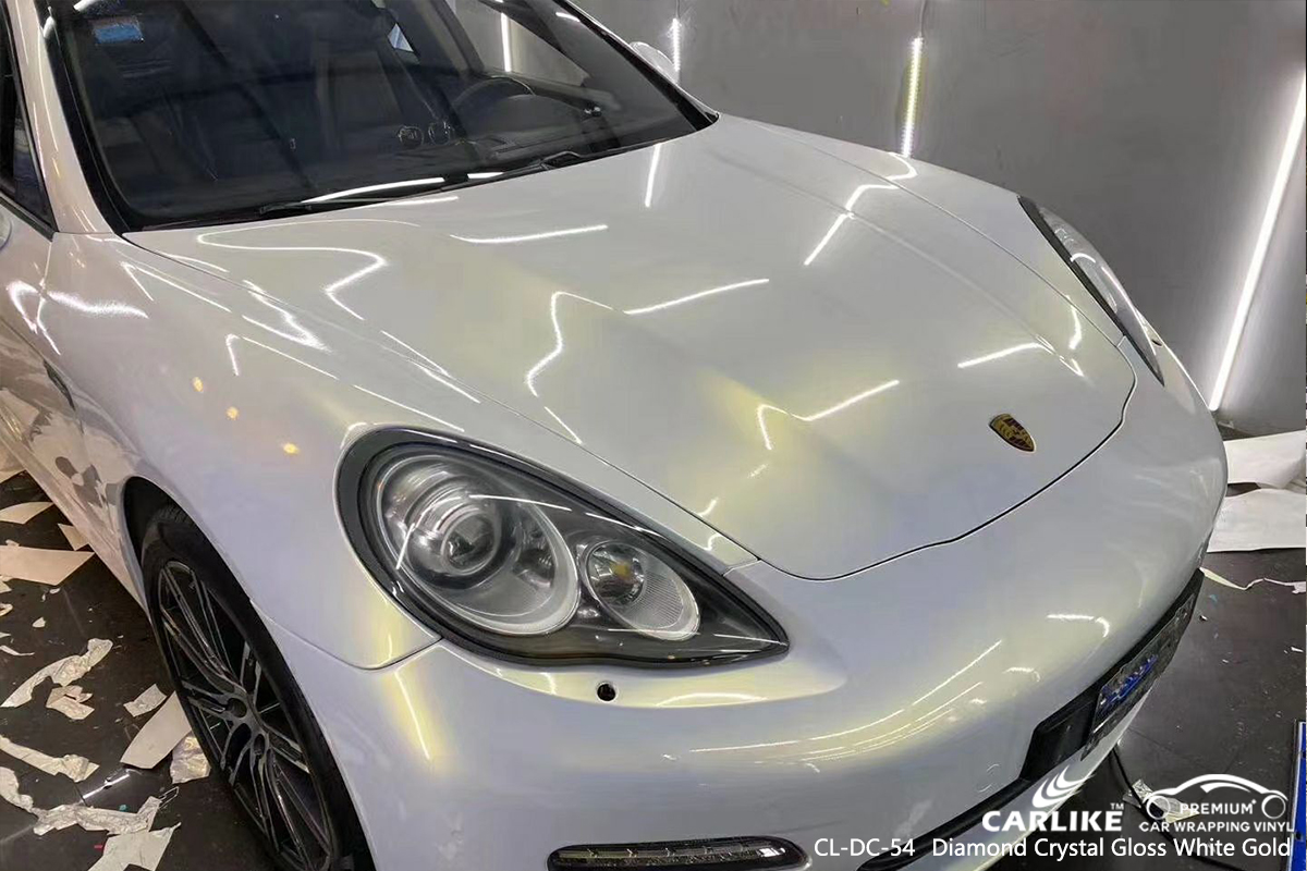 CL-DC-54 diamond crystal gloss white gold car wrap film for PORSCHE General Trias Philippines