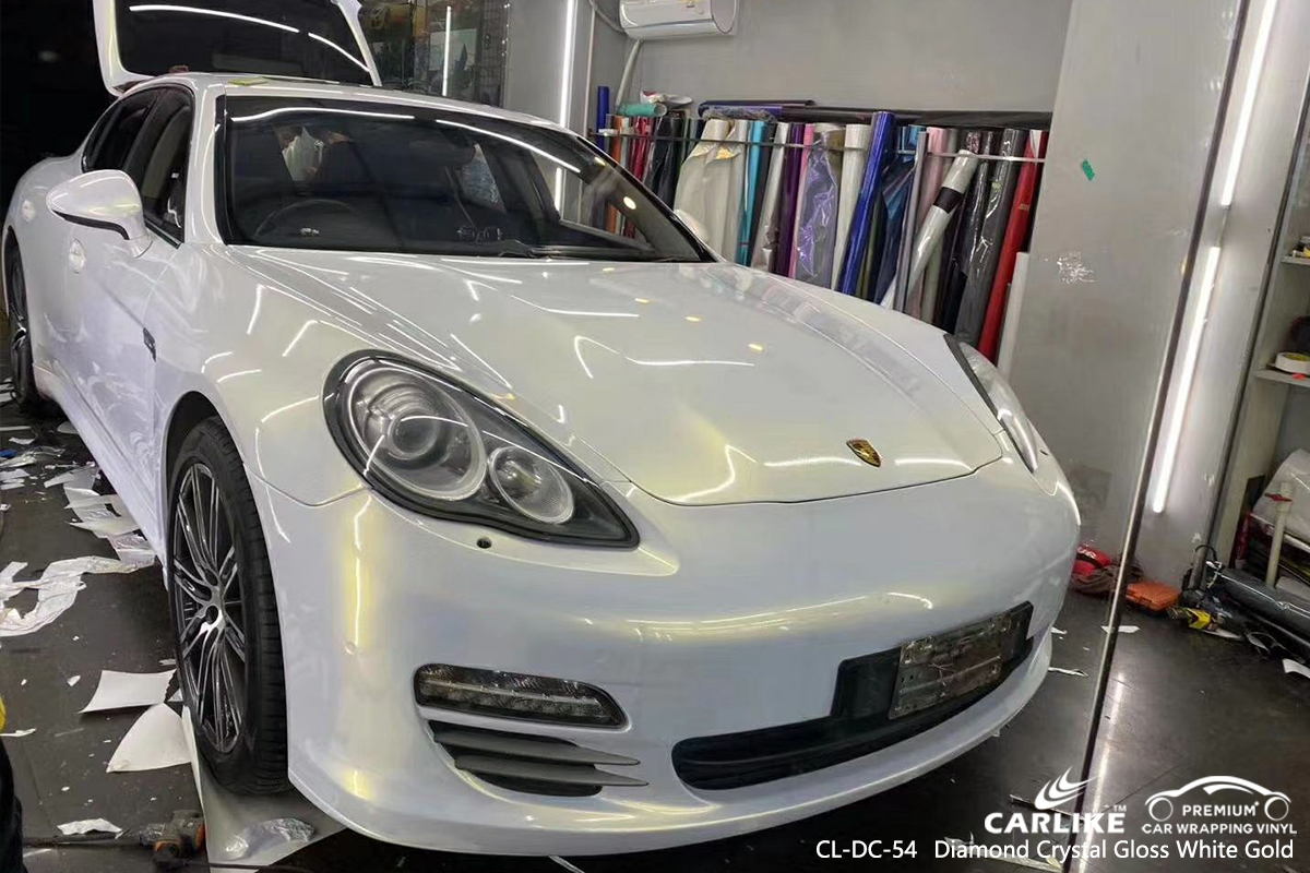 CL-DC-54 diamond crystal gloss white gold car wrap film for PORSCHE General Trias Philippines