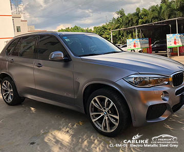 BMW Pasig Filipinler için CL-EM-05 elektro metalik çelik gri araba sarma filmi