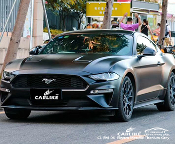 FORD MUSTANG Makati Filipinler için bisikletler için CL-EM-06 elektro metalik titanyum gri karbon fiber vinil şal