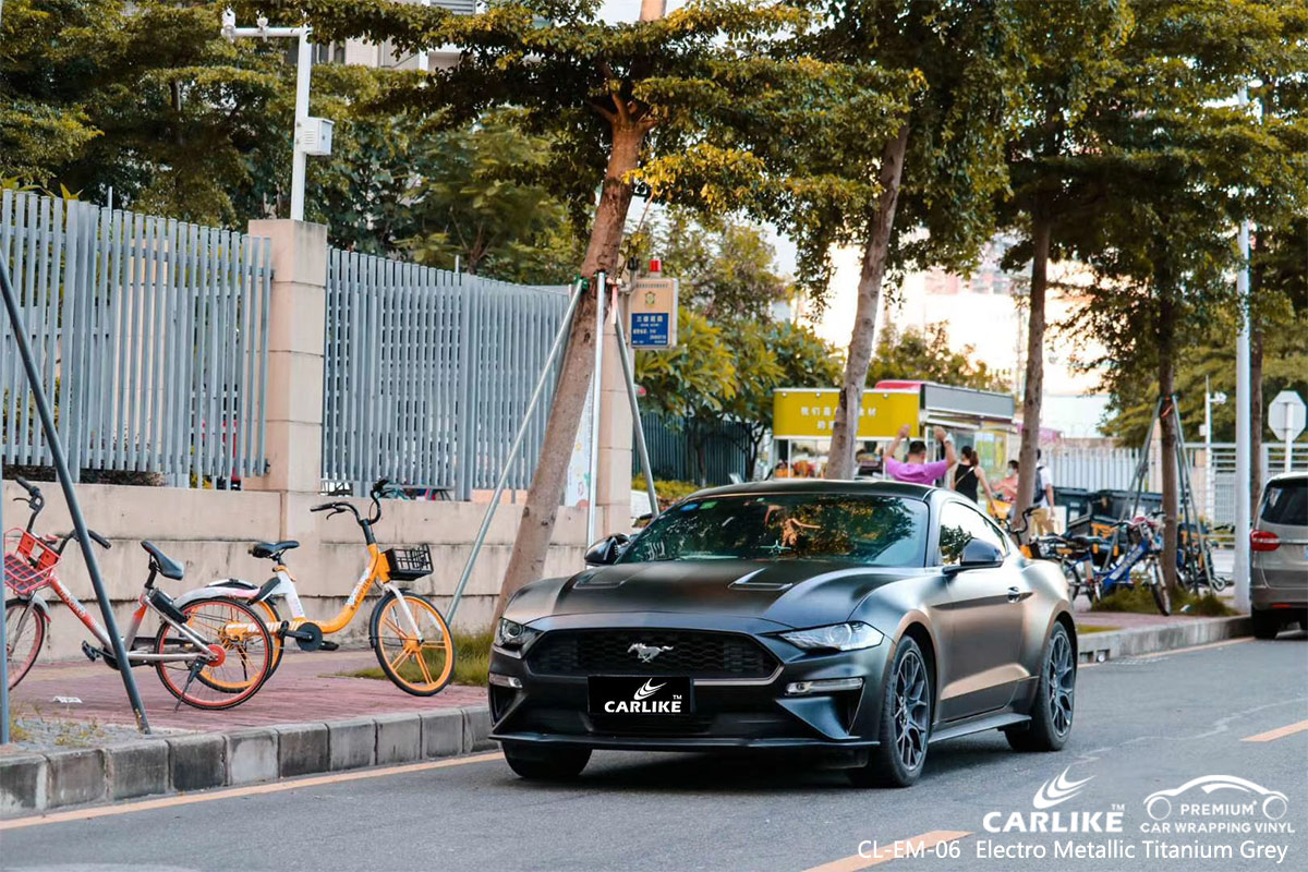 CL-EM-06 electro metallic titanium grey carbon fibre vinyl wrap for bikes for FORD MUSTANG Makati Philippines
