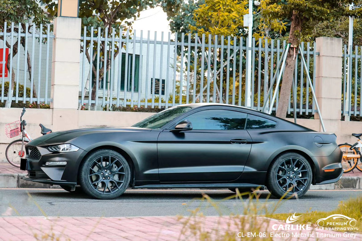 CL-EM-06 electro metallic titanium grey carbon fibre vinyl wrap for bikes for FORD MUSTANG Makati Philippines