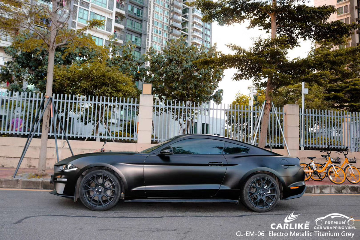 CL-EM-06 electro metallic titanium grey carbon fibre vinyl wrap for bikes for FORD MUSTANG Makati Philippines