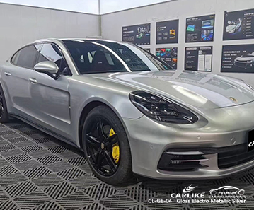 CL-GE-04 PORSCHE Boston Amerika Birleşik Devletleri için parlak elektro metalik gümüş araç kaplama vinil