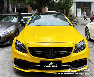 CL-MS-07 Super Matte Satin Bright Yellow Vinyl Matte Car Wrap pour MERCEDES-BENZ Bursa Turquie