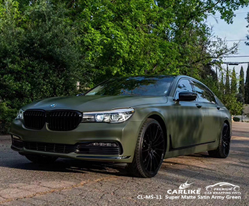 CL-MS-11 süper mat saten ordu yeşil vinil yapışkan kağıt BMW Taguig Filipinler için