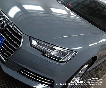 CL-SV-04 فيلم التفاف السيارة الرمادي الأسمنت الكريستالي شديد اللمعان لأودي بوتوان الفلبين