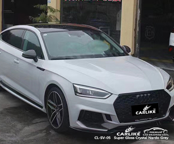 CL-SV-05 فائق اللمعان كريستال ناردو رمادي التفاف الفينيل ألياف الكربون للدراجات لأودي توغويغاراو الفلبين