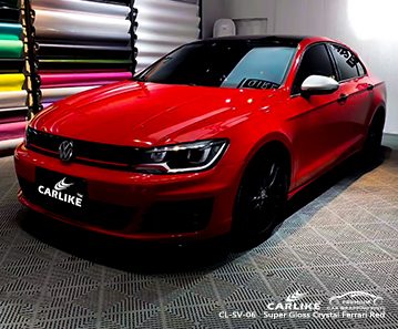 CL-SV-06 سوبر لمعان الكريستال فيراري الفينيل الأحمر التفاف سيارتي لفولكس واجن باندي الفلبين