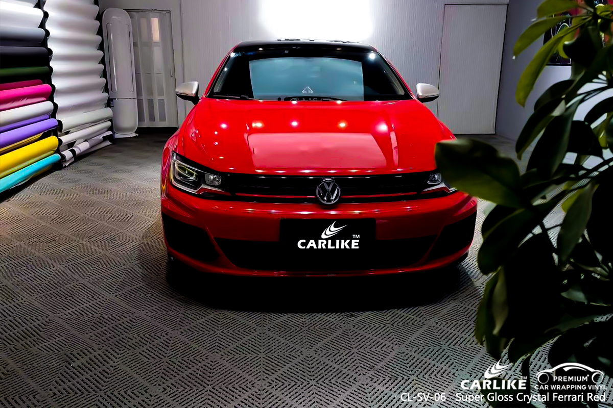 CL-SV-06 super gloss crystal ferrari red vinyl wrap my car for VOLKSWAGEN Pandi Philippines