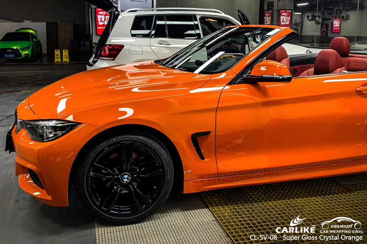 CL-SV-08 super gloss crystal orange vinyl wrap gloss for BMW Tagaytay Philippines