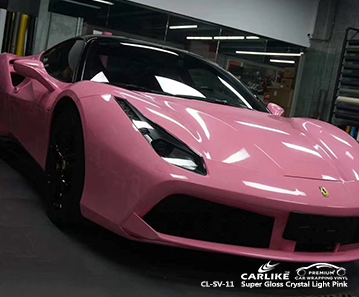 CL-SV-11 super gloss crystal light pink vehicle wrapping for FERRARI