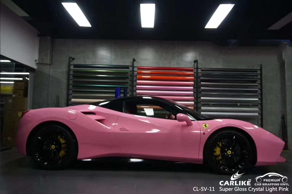 Rótulo de vehículo rosa claro de cristal superbrillante CL-SV-11 para