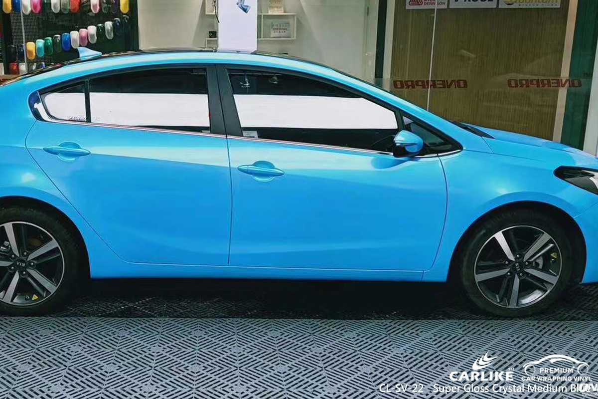 CL-SV-22 super gloss crystal medium blue vinyl wrap my car for KIA Mugla Turkey