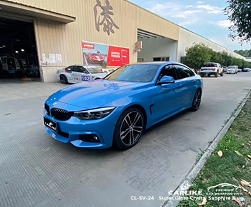 CL-SV-24 super gloss crystal sapphire blue body wrap car supplier for BMW