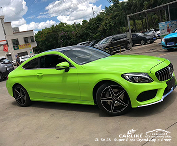 CL-SV-28 super gloss crystal apple green vinyl wrapping for MERCEDES-BENZ