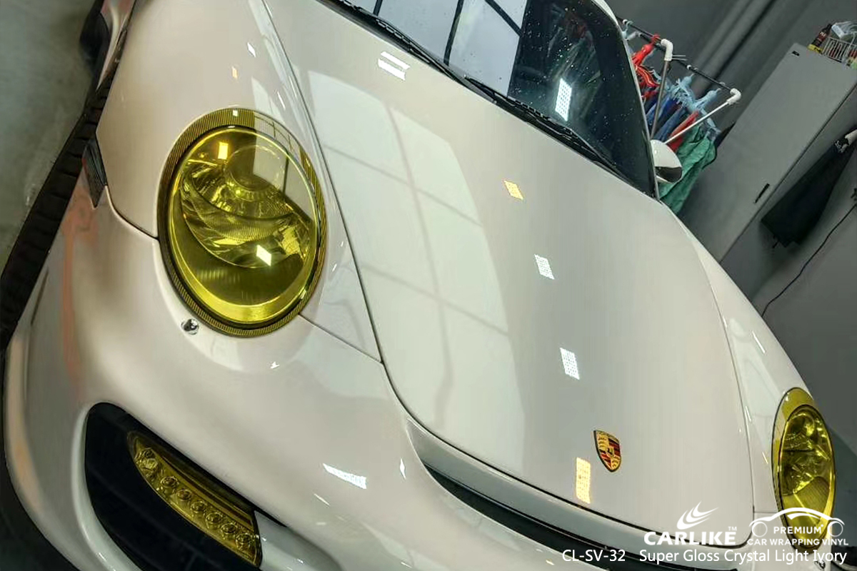 CL-SV-32 super gloss crystal light ivory boat vinyl wrap for PORSCHE San Fabian Philippines