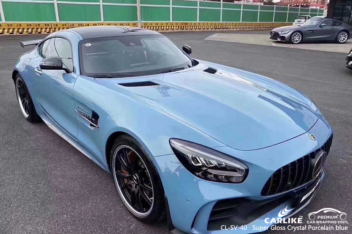 CL-SV-40 super gloss crystal porcelain blue car wrap vinyl matte for MERCEDES-BENZ Konya Turkey