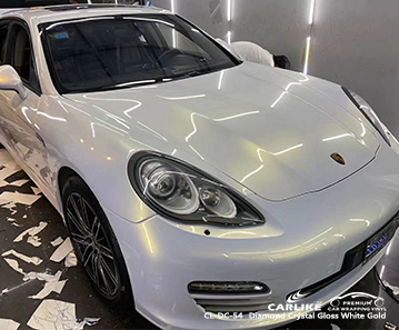 Papel adesivo de vinil de ouro branco brilhante cristal de diamante CL-DC-54 para PORSCHE Karaman Turquia