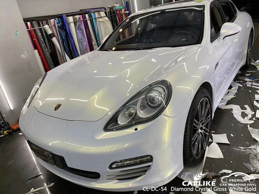 CL-DC-54 diamond crystal gloss white gold vinyl sticker paper for PORSCHE Karaman Turkey