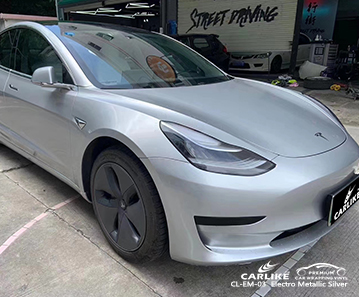 CL-EM-03 TESLA Yozgat Türkiye için elektro metalik gümüş vinil mat araba sargısı