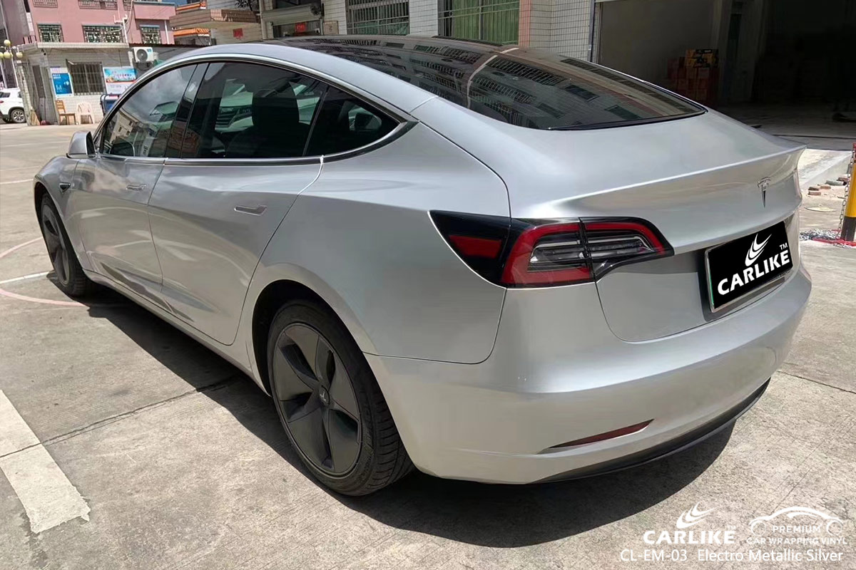 CL-EM-03 electro metallic silver vinyl matte car wrap for TESLA Yozgat Turkey