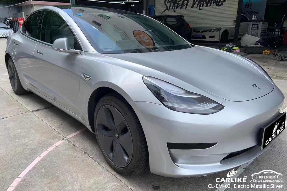 CL-EM-03 electro metallic silver vinyl matte car wrap for TESLA Yozgat Turkey