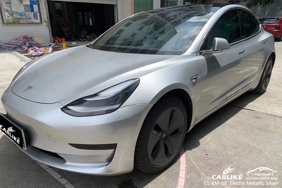 CL-EM-03 electro metallic silver vinyl matte car wrap for TESLA Yozgat Turkey