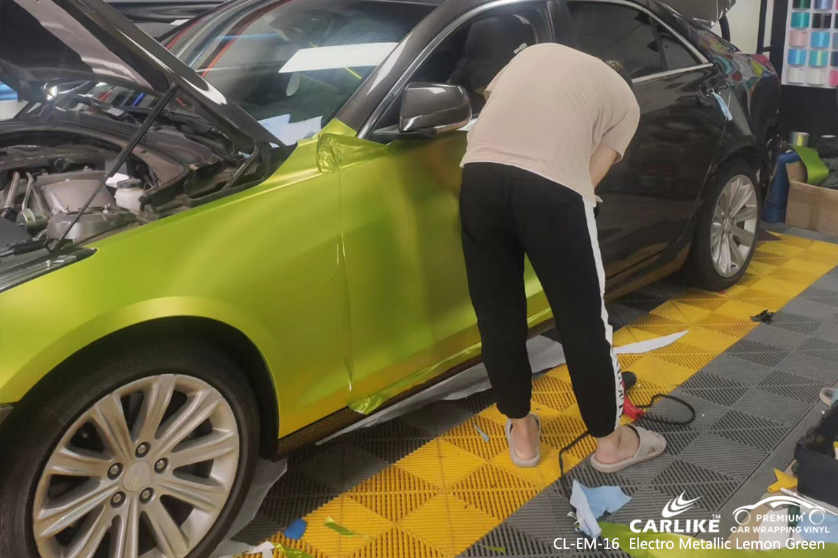 CL-EM-16 electro metallic lemon green high gloss vinyl wrap for CADILLAC Kastamonu Turkey