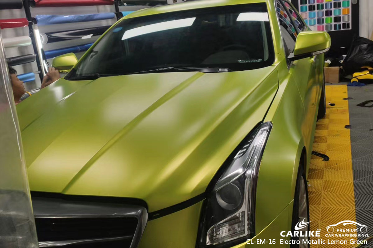 CL-EM-16 electro metallic lemon green high gloss vinyl wrap for CADILLAC Kastamonu Turkey