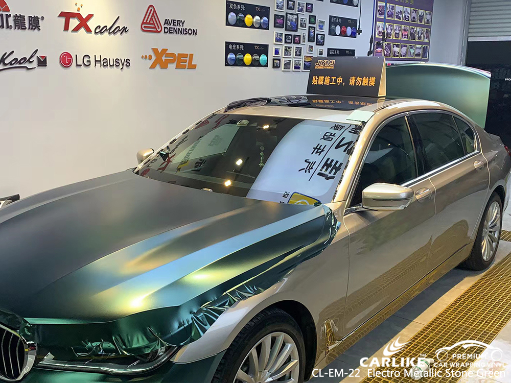 CL-EM-22 electro metallic stone green vinyl matte car wrap for BMW Hatay Turkey