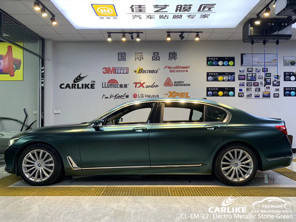 CL-EM-22 electro metallic stone green vinyl matte car wrap for BMW Hatay Turkey